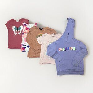 Clothing Bundle Tops Girls Size 5 Lot Of 5 Tops, Champion Hoodie & 4 Shirts